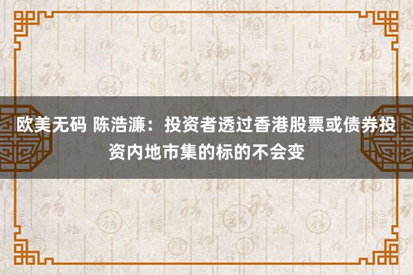 欧美无码 陈浩濂：投资者透过香港股票或债券投资内地市集的标的不会变