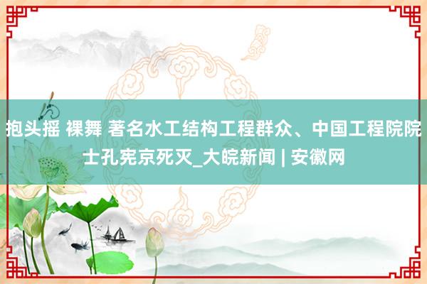 抱头摇 裸舞 著名水工结构工程群众、中国工程院院士孔宪京死灭_大皖新闻 | 安徽网