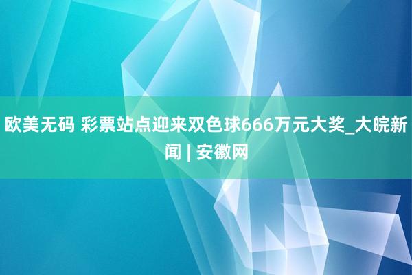 欧美无码 彩票站点迎来双色球666万元大奖_大皖新闻 | 安徽网