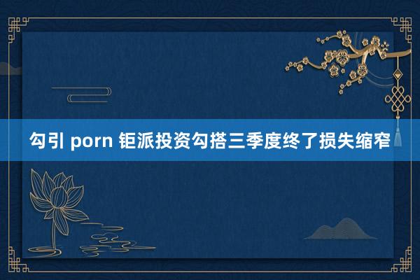 勾引 porn 钜派投资勾搭三季度终了损失缩窄