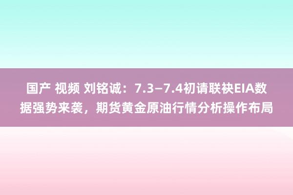 国产 视频 刘铭诚：7.3—7.4初请联袂EIA数据强势来袭，期货黄金原油行情分析操作布局