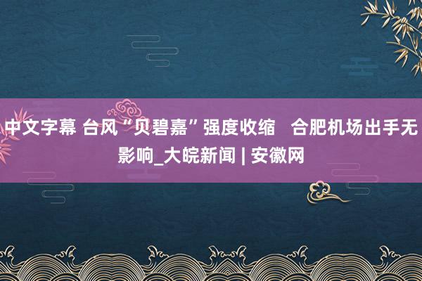 中文字幕 台风“贝碧嘉”强度收缩   合肥机场出手无影响_大皖新闻 | 安徽网