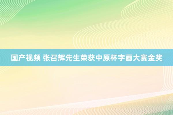 国产视频 张召辉先生荣获中原杯字画大赛金奖