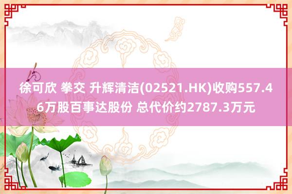 徐可欣 拳交 升辉清洁(02521.HK)收购557.46万股百事达股份 总代价约2787.3万元