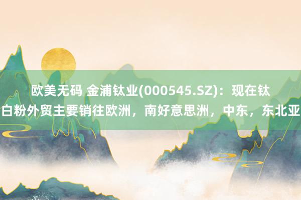 欧美无码 金浦钛业(000545.SZ)：现在钛白粉外贸主要销往欧洲，南好意思洲，中东，东北亚