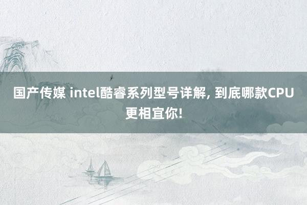 国产传媒 intel酷睿系列型号详解， 到底哪款CPU更相宜你!