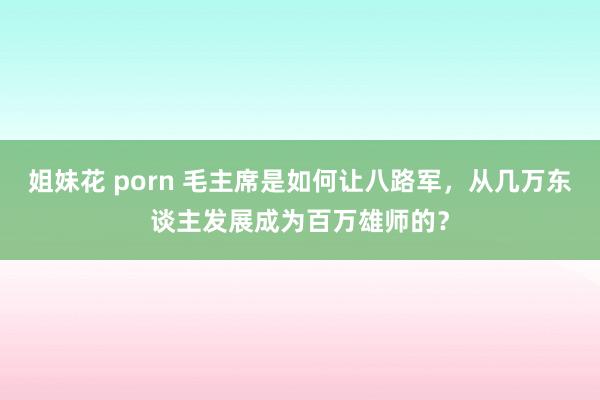 姐妹花 porn 毛主席是如何让八路军，从几万东谈主发展成为百万雄师的？