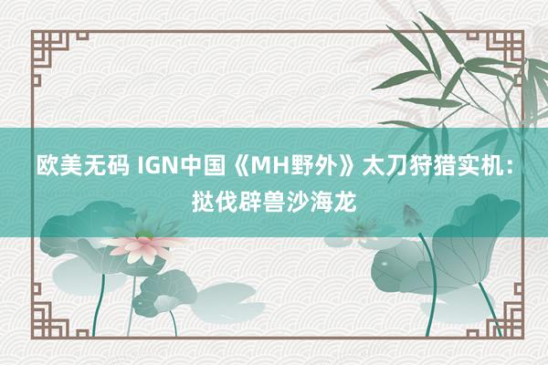 欧美无码 IGN中国《MH野外》太刀狩猎实机：挞伐辟兽沙海龙