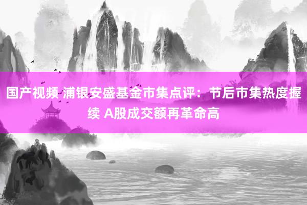 国产视频 浦银安盛基金市集点评：节后市集热度握续 A股成交额再革命高