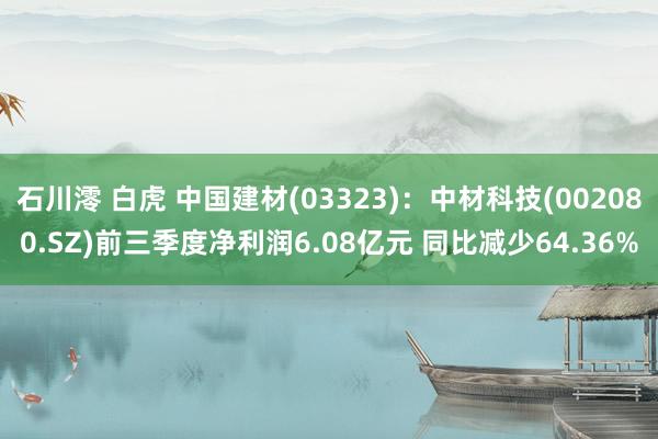 石川澪 白虎 中国建材(03323)：中材科技(002080.SZ)前三季度净利润6.08亿元 同比减少64.36%