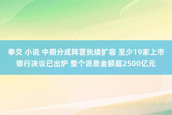 拳交 小说 中期分成阵营执续扩容 至少19家上市银行决议已出炉 整个派息金额超2500亿元