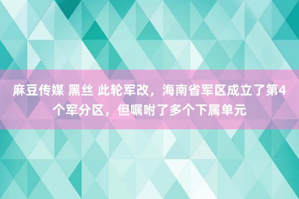 麻豆传媒 黑丝 此轮军改，海南省军区成立了第4个军分区，但嘱咐了多个下属单元