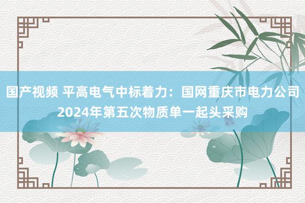 国产视频 平高电气中标着力：国网重庆市电力公司2024年第五次物质单一起头采购