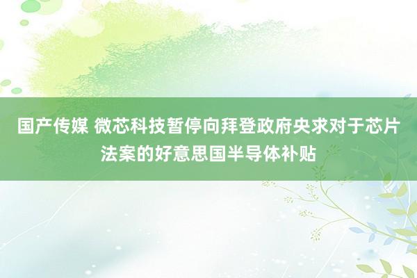 国产传媒 微芯科技暂停向拜登政府央求对于芯片法案的好意思国半导体补贴