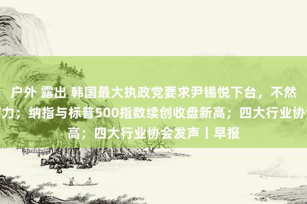 户外 露出 韩国最大执政党要求尹锡悦下台，不然将推革新劾智力；纳指与标普500指数续创收盘新高；四大行业协会发声丨早报