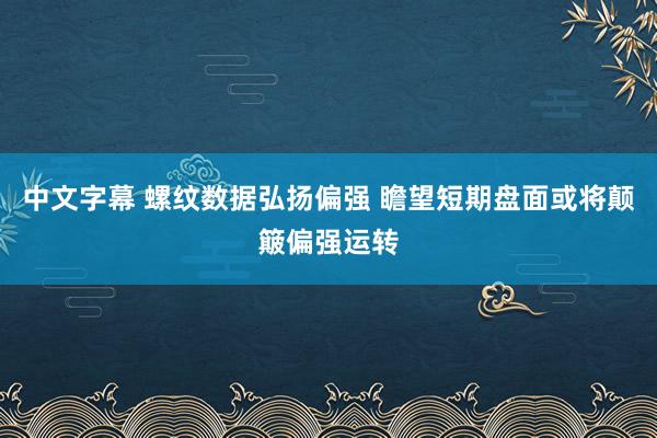 中文字幕 螺纹数据弘扬偏强 瞻望短期盘面或将颠簸偏强运转