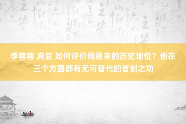 李蓉蓉 麻豆 如何评价周恩来的历史地位？他在三个方面都有无可替代的首创之功