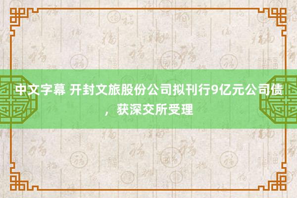 中文字幕 开封文旅股份公司拟刊行9亿元公司债，获深交所受理