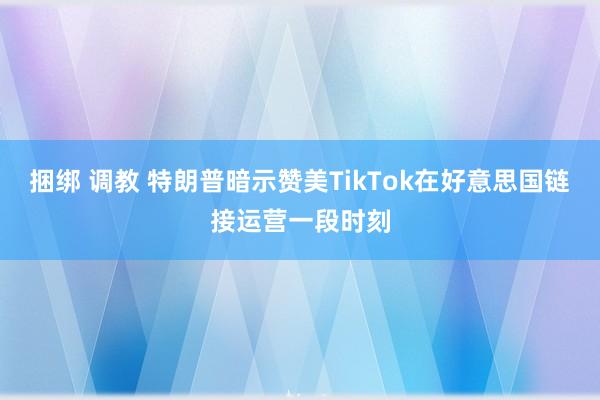 捆绑 调教 特朗普暗示赞美TikTok在好意思国链接运营一段时刻