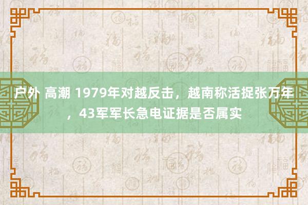 户外 高潮 1979年对越反击，越南称活捉张万年，43军军长急电证据是否属实