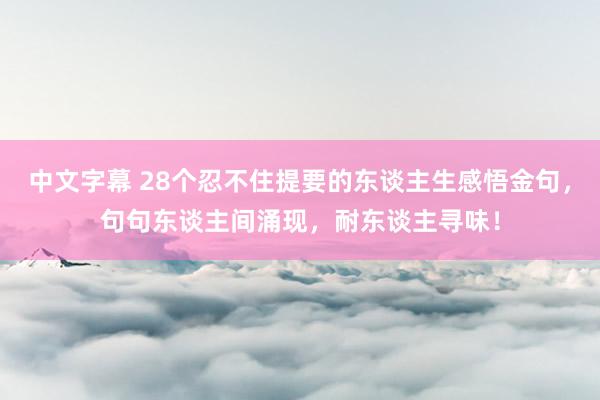 中文字幕 28个忍不住提要的东谈主生感悟金句，句句东谈主间涌现，耐东谈主寻味！