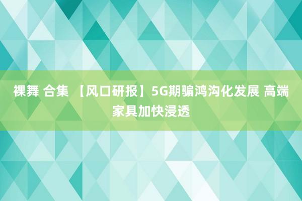 裸舞 合集 【风口研报】5G期骗鸿沟化发展 高端家具加快浸透