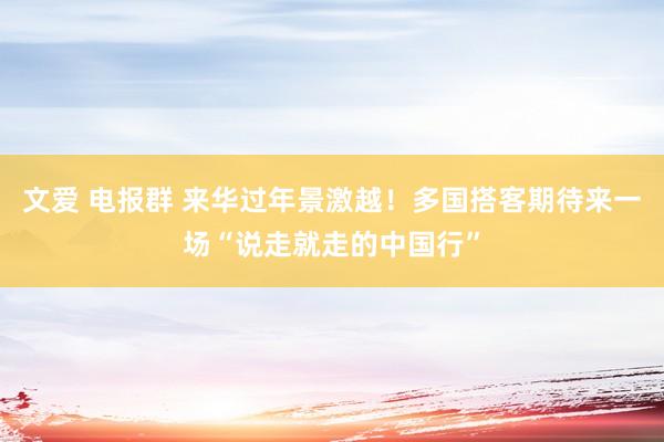 文爱 电报群 来华过年景激越！多国搭客期待来一场“说走就走的中国行”