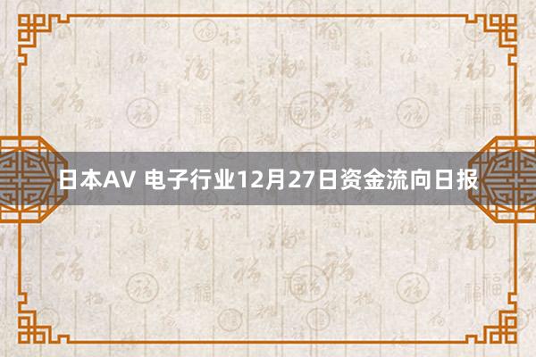 日本AV 电子行业12月27日资金流向日报