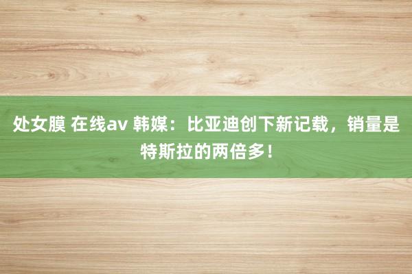 处女膜 在线av 韩媒：比亚迪创下新记载，销量是特斯拉的两倍多！