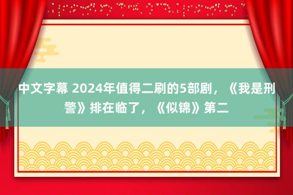 中文字幕 2024年值得二刷的5部剧，《我是刑警》排在临了，《似锦》第二