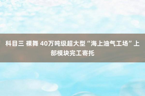 科目三 裸舞 40万吨级超大型“海上油气工场”上部模块完工寄托