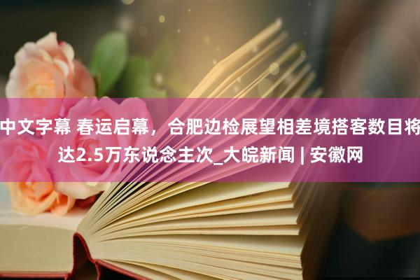 中文字幕 春运启幕，合肥边检展望相差境搭客数目将达2.5万东说念主次_大皖新闻 | 安徽网